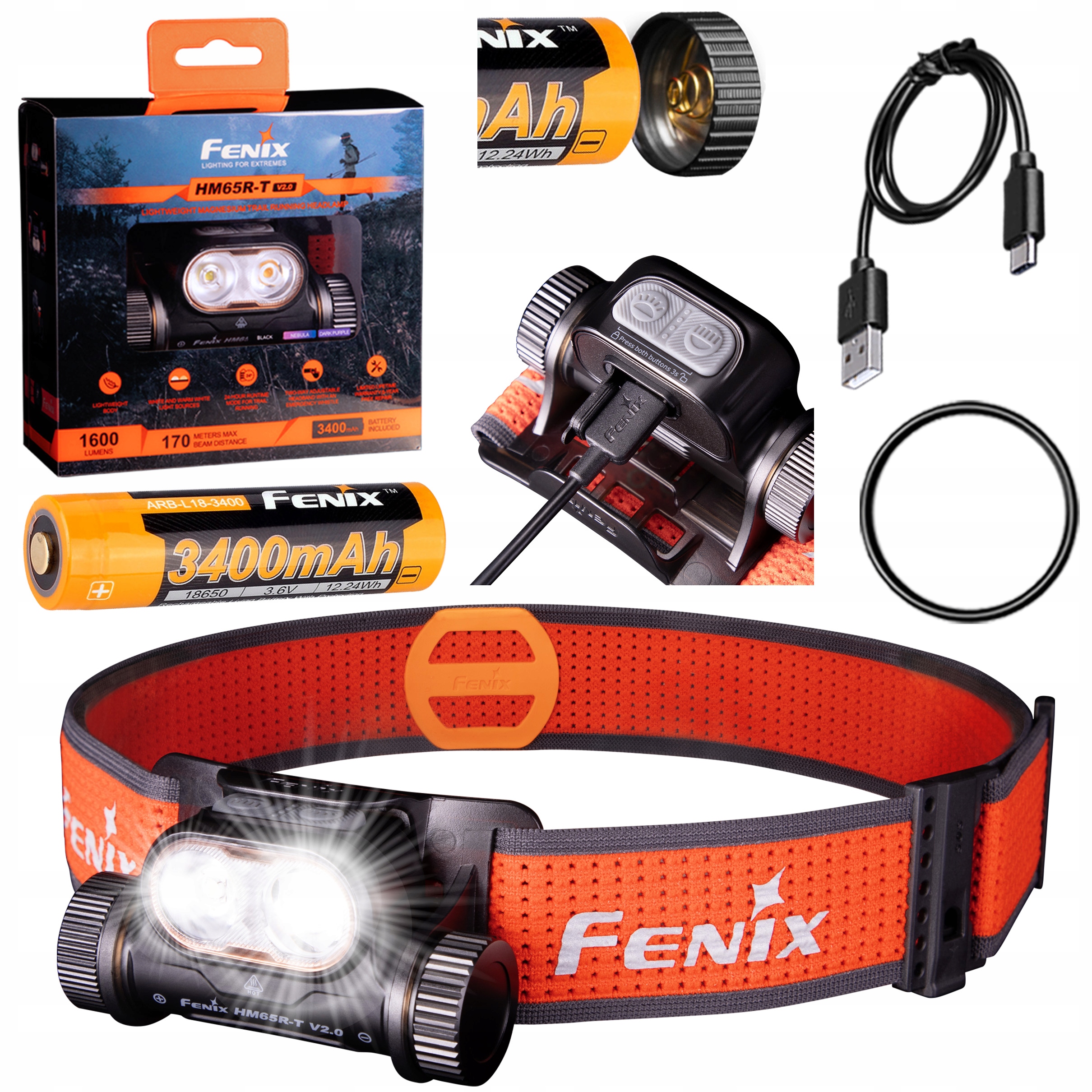 Latarka Czołowa Czołówka Led Fenix HM65R-T V2.0 1600 lm Usb-c