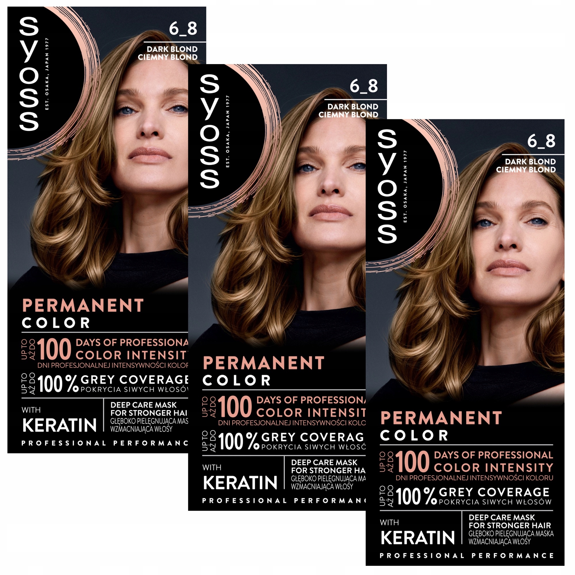 3X Barva Na Vlasy Syoss Tmavá Blond 6-8 Trvalé Barvení Až 100 Dní