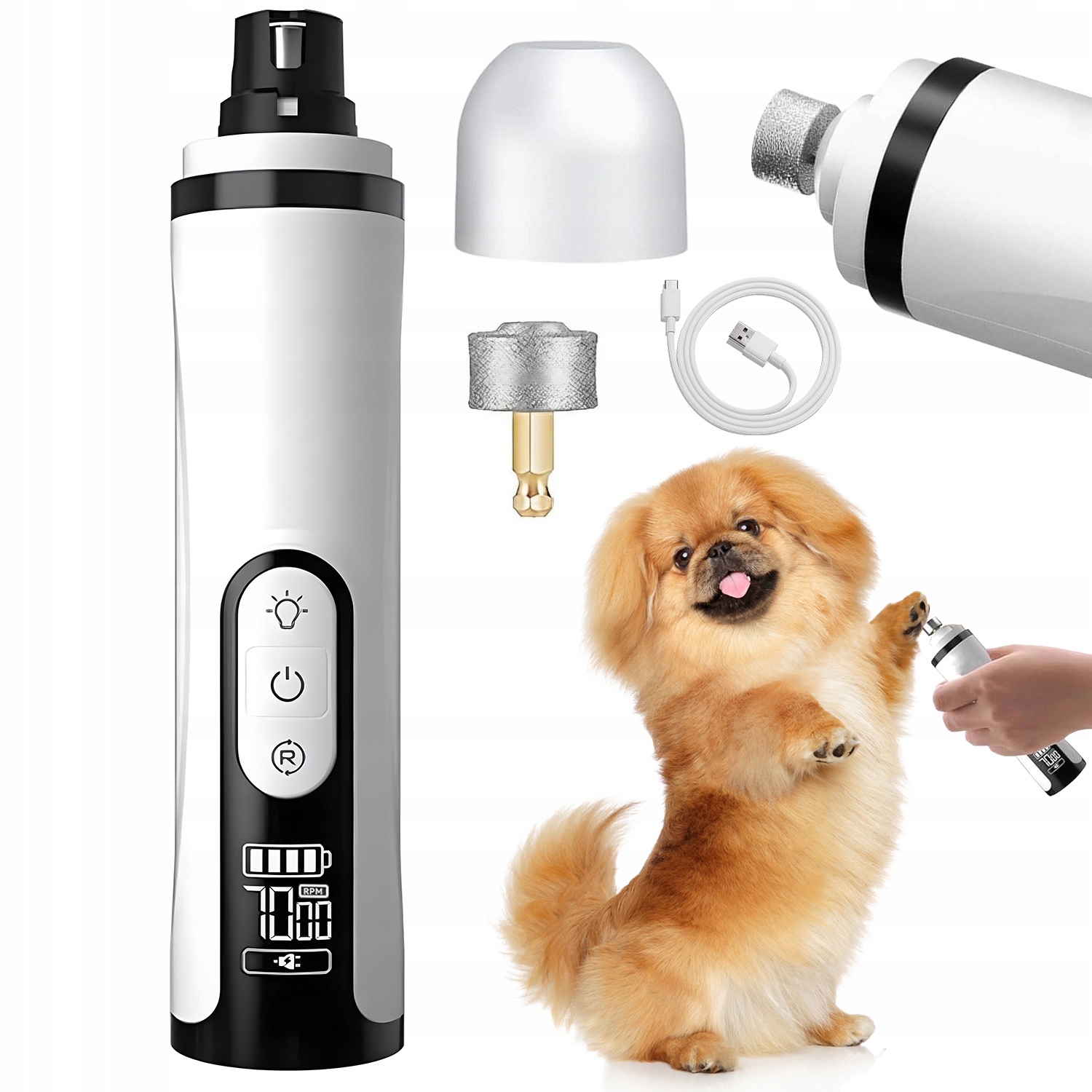 Levně Pilník Na Nehty Drápků Pro Psa Kočku Elektrický Ultra Tichá Bruska