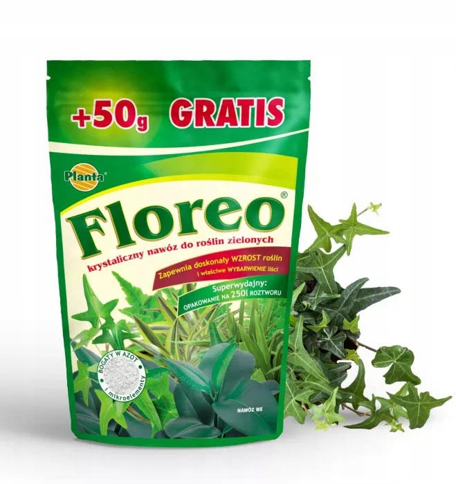 NAWÓZ ROZPUSZCZALNY FLOREO ROŚLINY ZIELONE DONICZKOWE OGRODOWE 250g = 250L