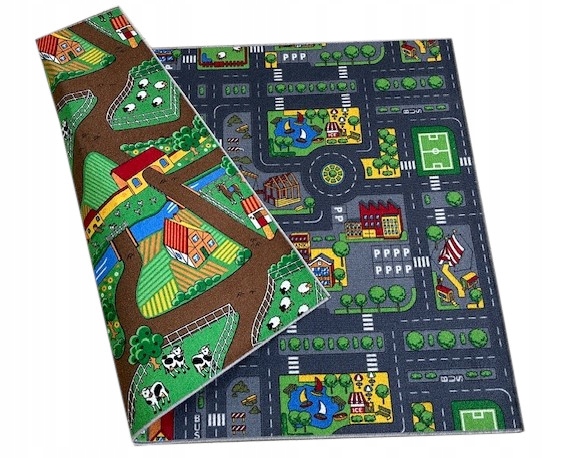 Dywan miasto wieś ulice cars Scanroad Farma 140x200 dwustronny