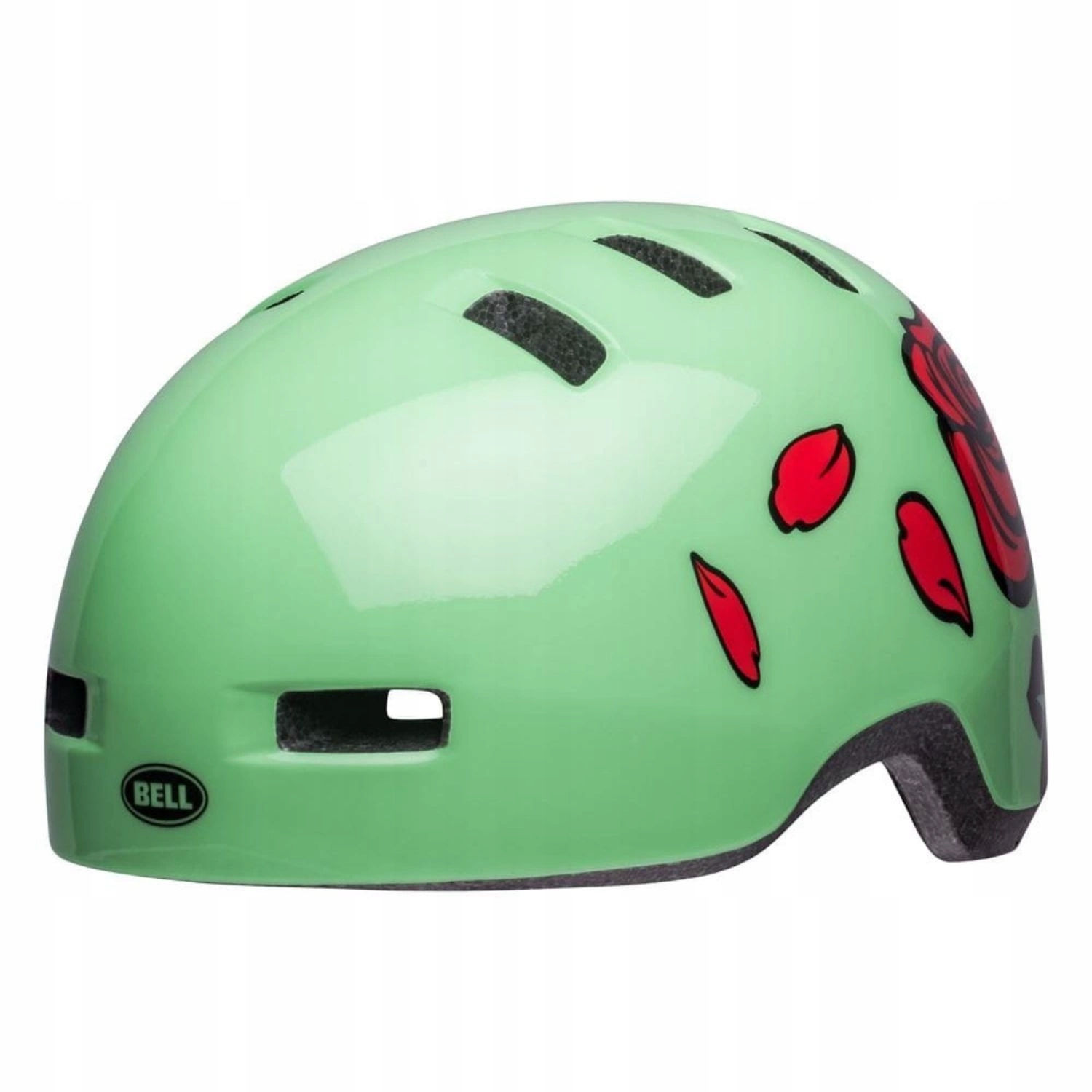 Helma Bell dětský cyklistický oříšek zelená s růží Bmx 48-55 cm
