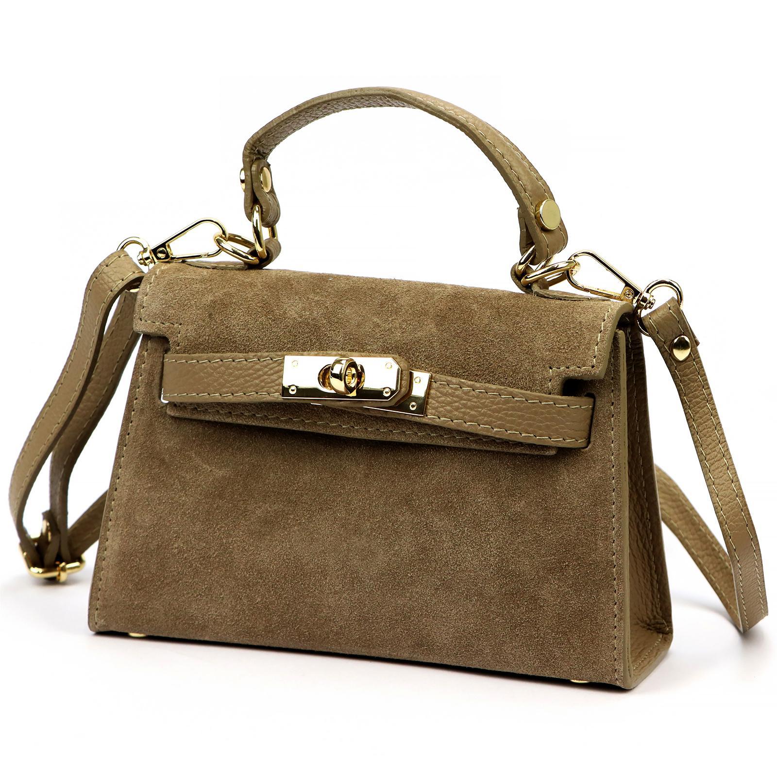 Torebka skórzana zamszowa mini damska Luka mokka