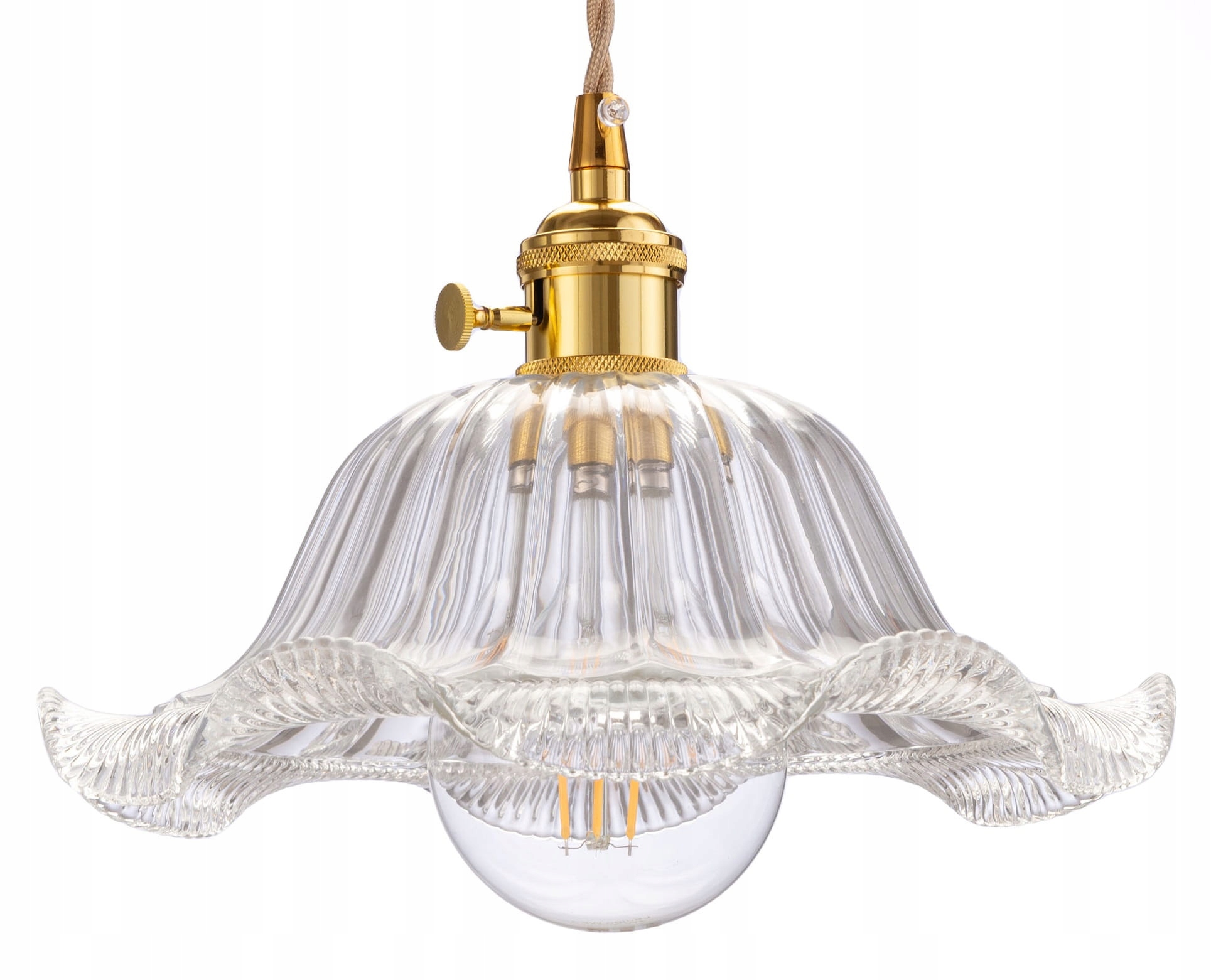 Skleněná závěsná stropní lampa Flower, průhledná