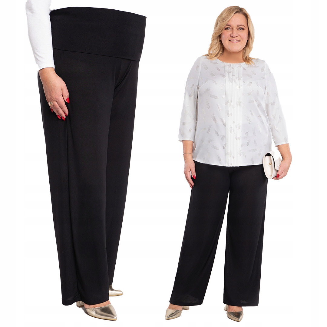 Černé kalhoty s zeštíhlujícím pasem plus size velikost 48