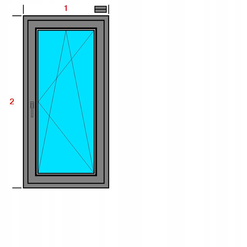 OKNA PCV 565x1135 RU OBUSTRONNY ANTRACYT, PRAWE