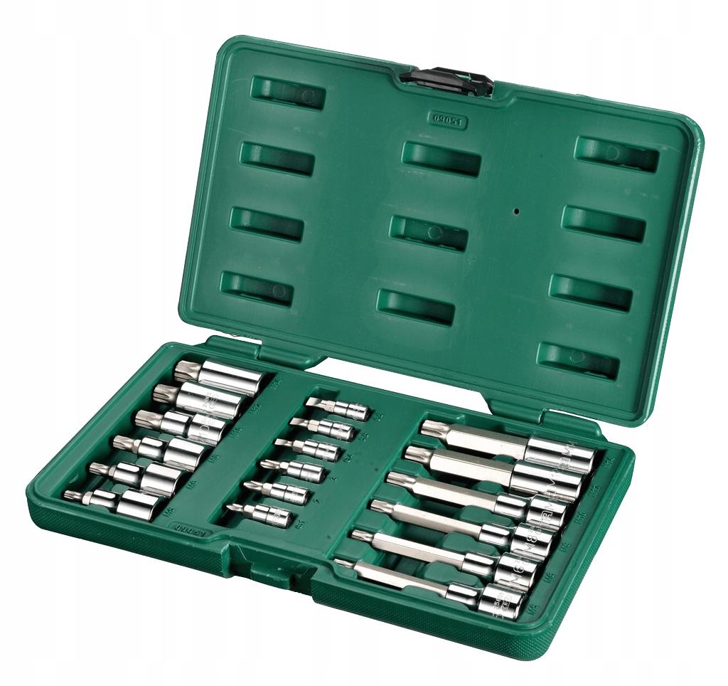 S09051 Klucze trzpieniowe / bity SATA na nasadkach 1/4" i 1/2" - zestaw 18
