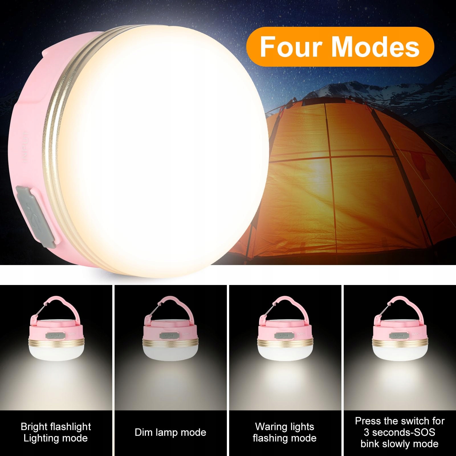 FLINTRONIC Lampa Campingowa LED USB 1800mAh Powerbank 4 Tryby SOS — miniatura 4