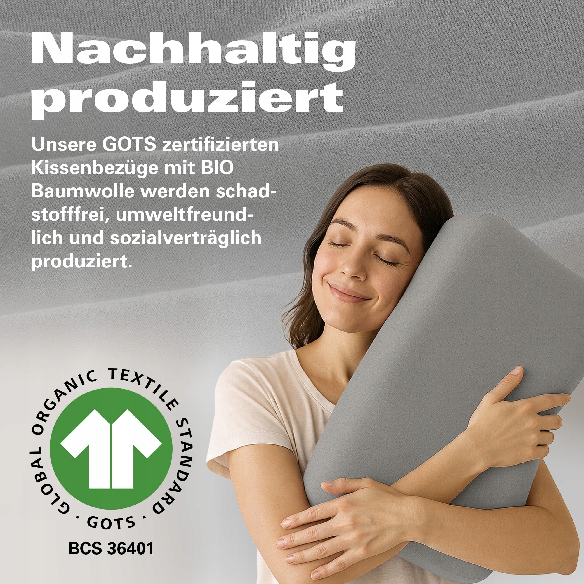 BASATEX Bio Pillowcases 2pcs 40x60cm 45x65cm Cotton GOTS Anthracyt Poszewki — miniatura 6