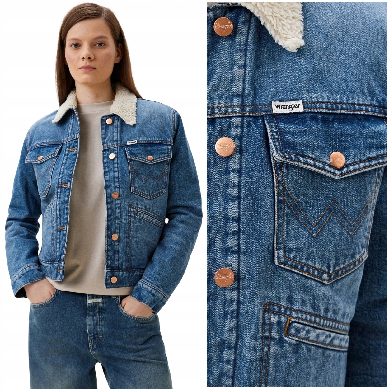 Wrangler Heritage Sherpa Jacket zateplená dámská bunda katana džínová S