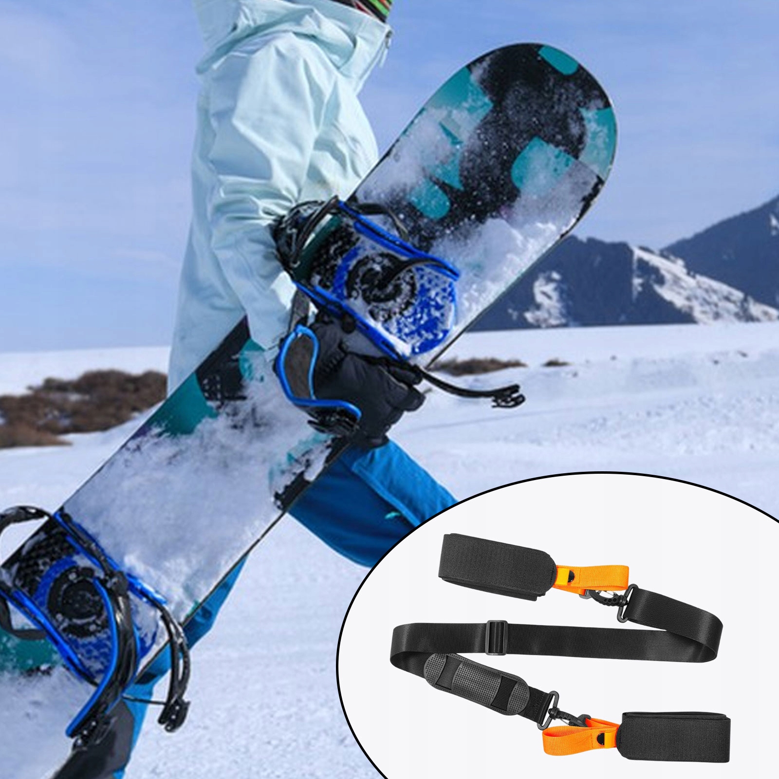 PASEK DO NOSZENIA NART PASKI DO SNOWBOARDU NYLONOWE REGULOWANY PASEK PASKI DO NART