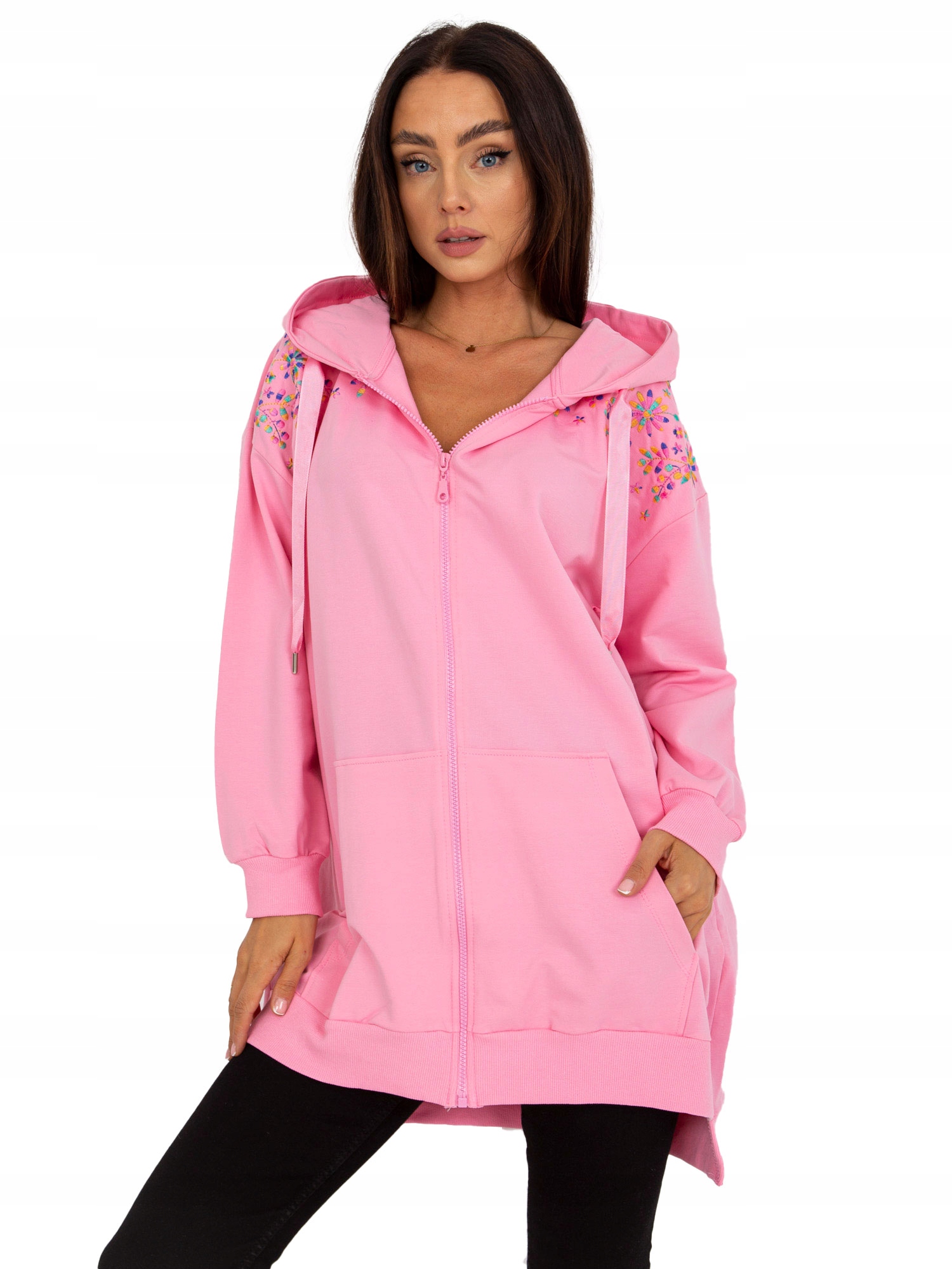 

Długa Rozpinana Bluza Damska Z Kapturem L/XL