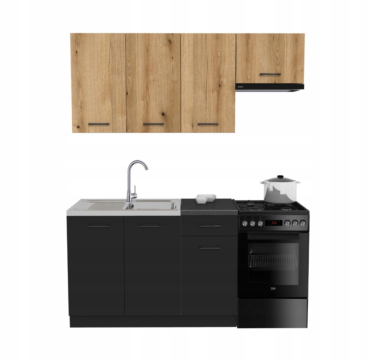 Kuchyňský set 170 Capri Černá Dub Evoke s deskou District Dark