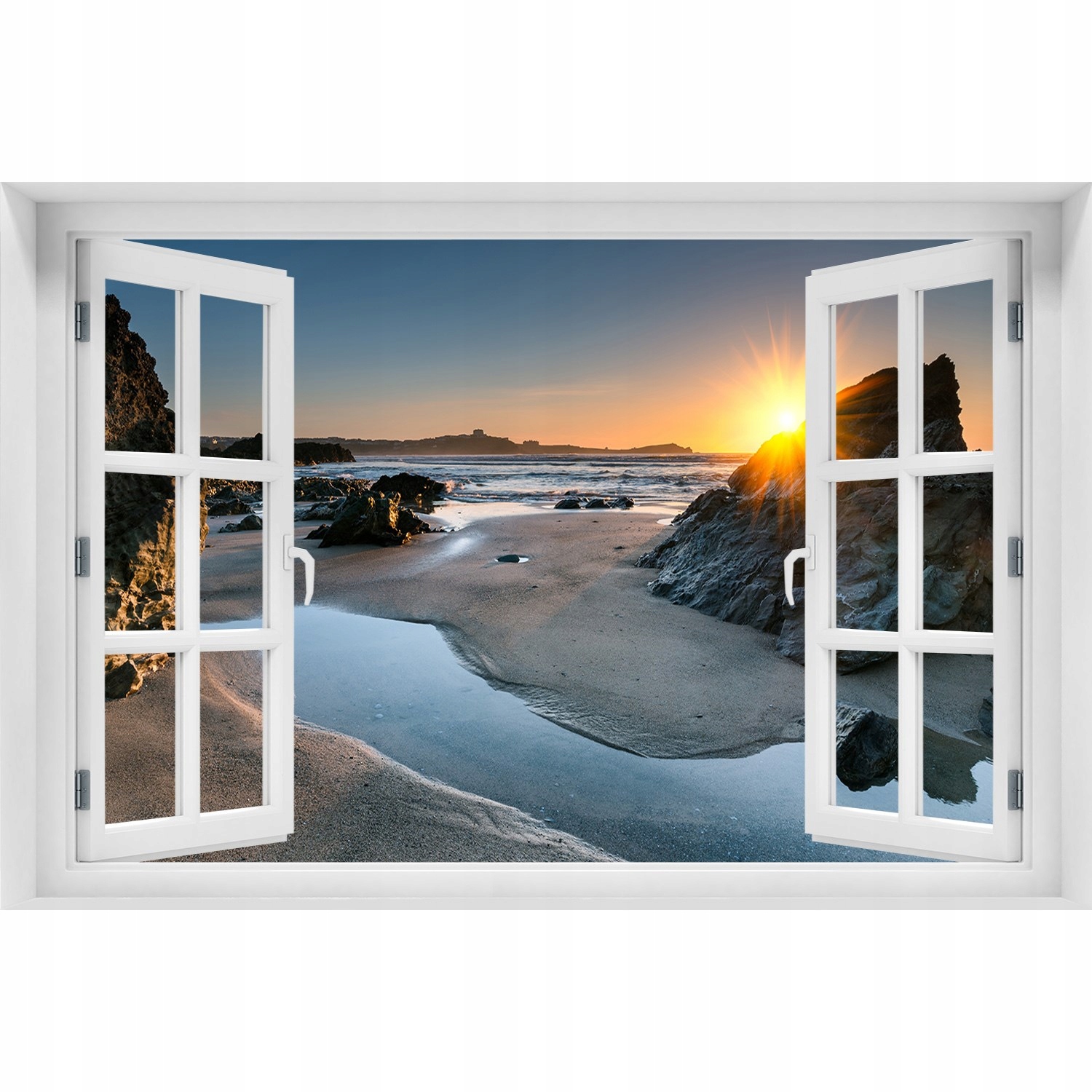 

Naklejka Fototapeta 3D Okno Skały na plaży 90x60