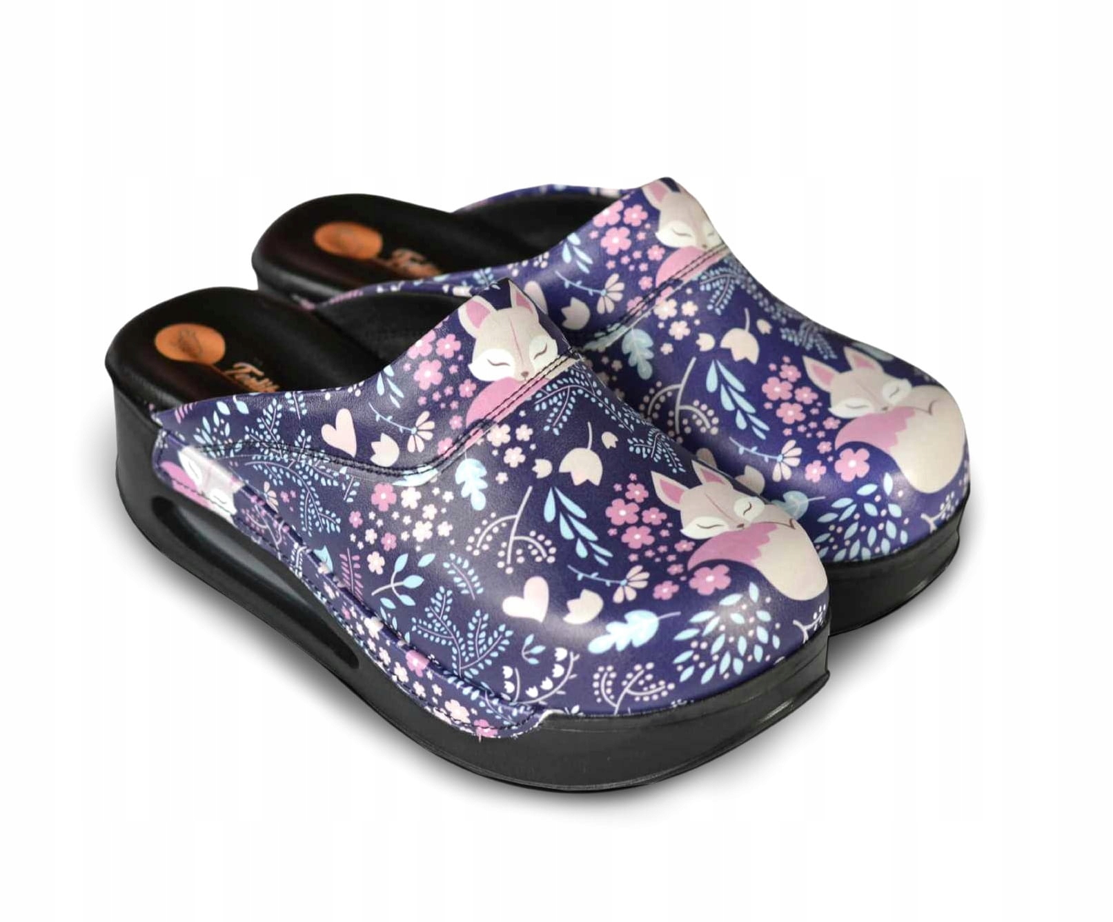 Air Clogs buty medyczne ze wzorem śpiące liski 38