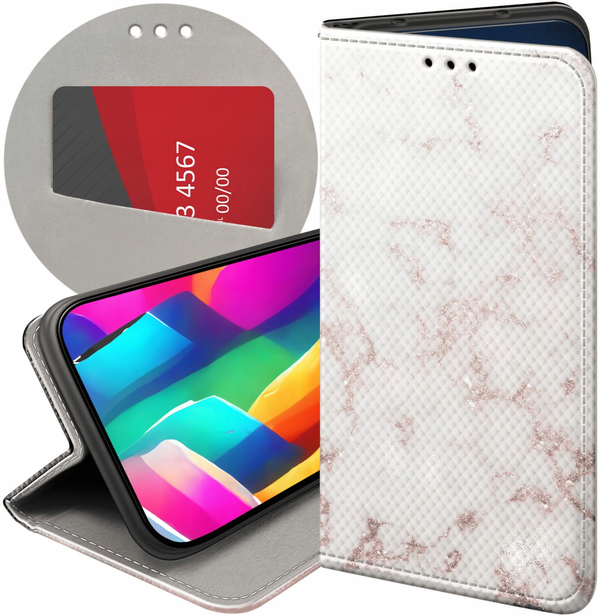 Etui Z Klapką Do Samsung Galaxy S24 Fe Białe Kamień Kształty Futerał