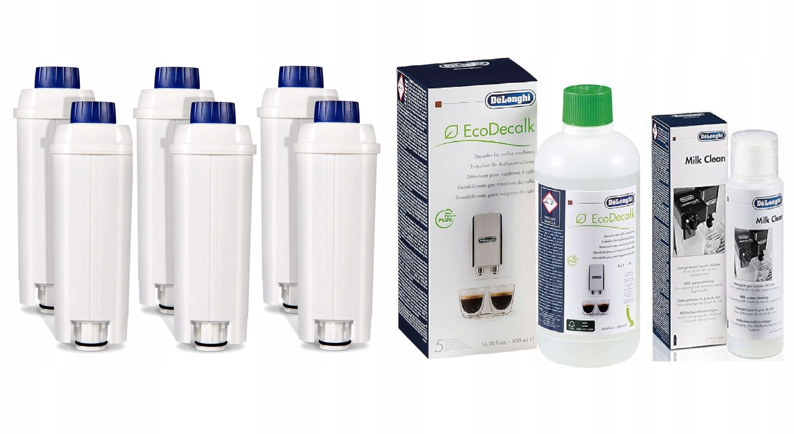 

6 Filtry DLSC002 Delonghi Odkamieniacz, Milk Clean