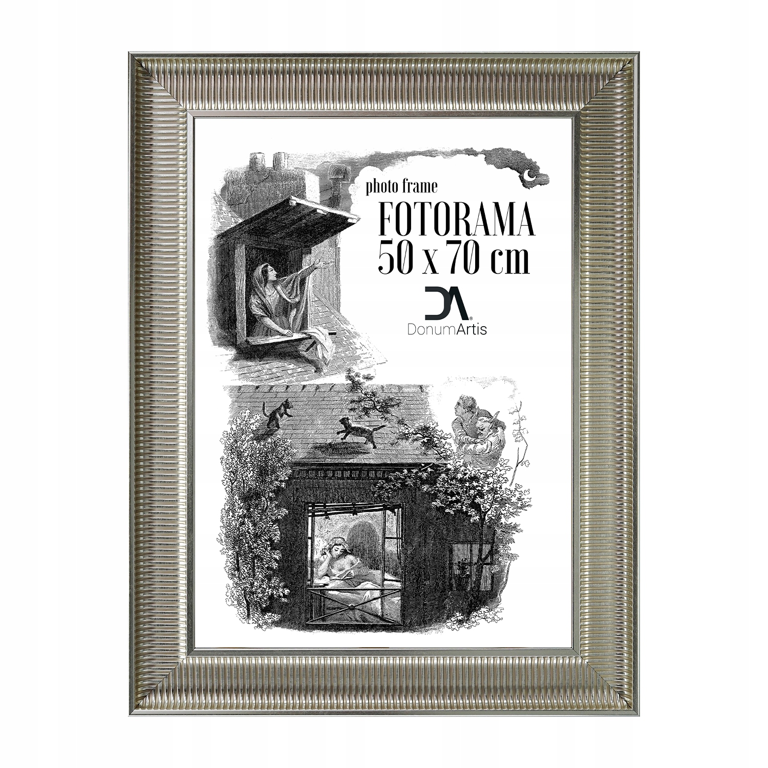 Fotorám Arezzo stříbrný 50x70 fréza klasické proužky