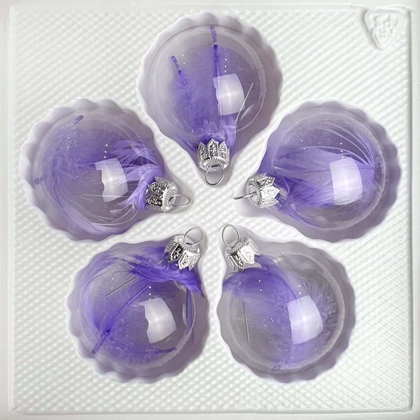 

Bombki 6cm/5szt dekor szklane choinkowe piórko