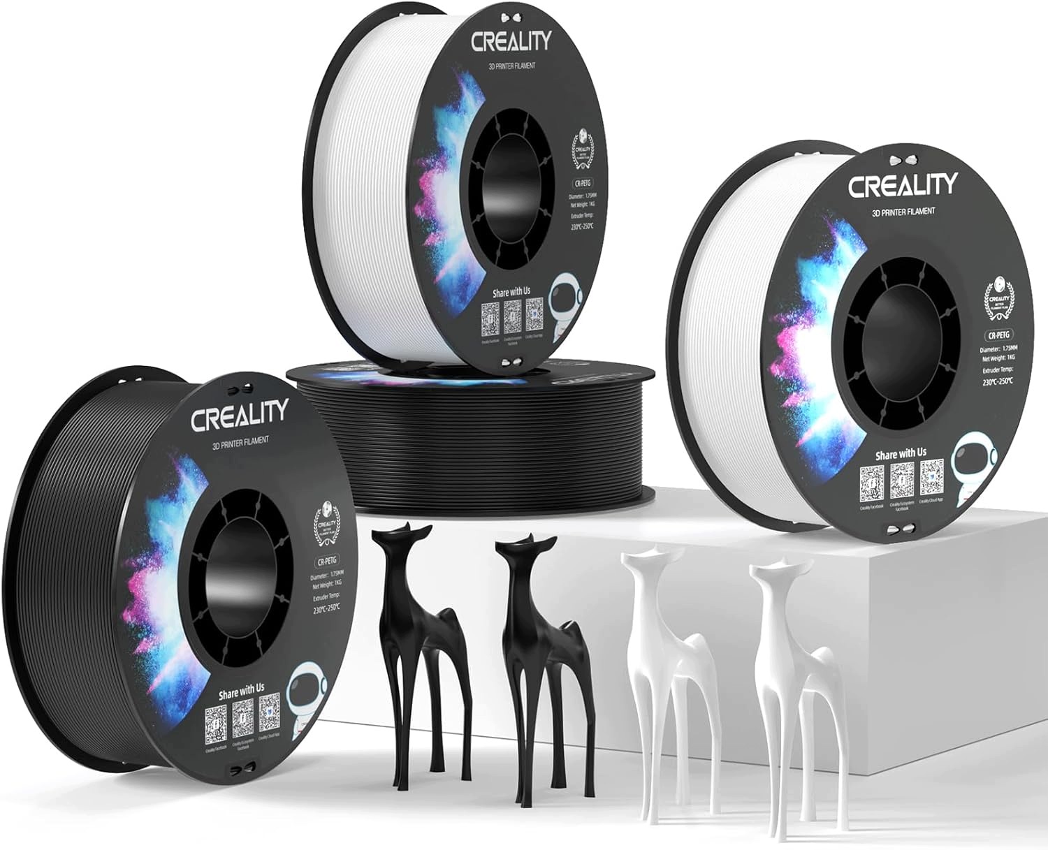 Creality Petg Čierny Biely 1,75 MM 4 Kg 3D Filament S Vysokou Presnosťou +/-0,03 MM