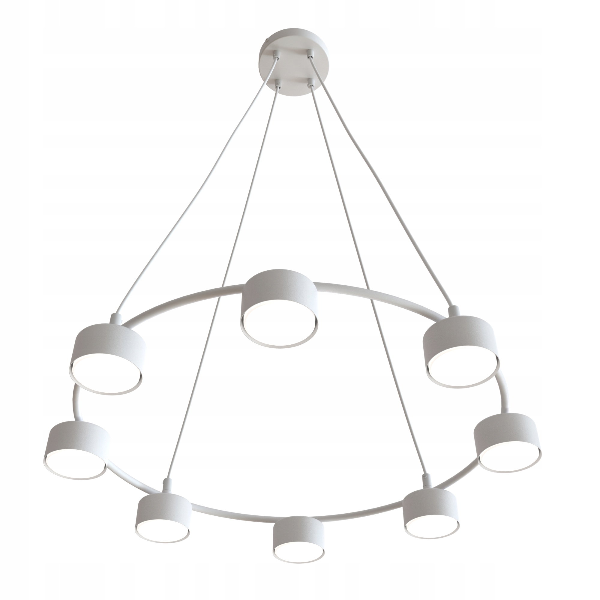 Závesná lampa Veľká biela Lima 8-bodová regulovateľná, moderný dizajn