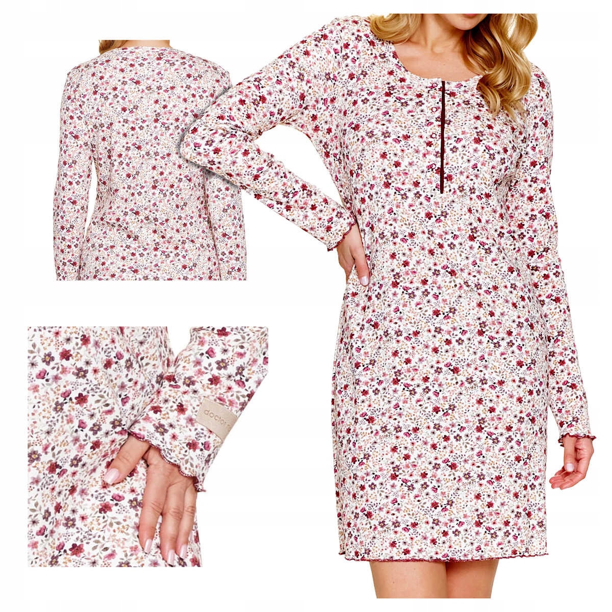 Doctornap Košile noční bavlněná s dlouhým rukávem Tm 7308 flores plus 2XL