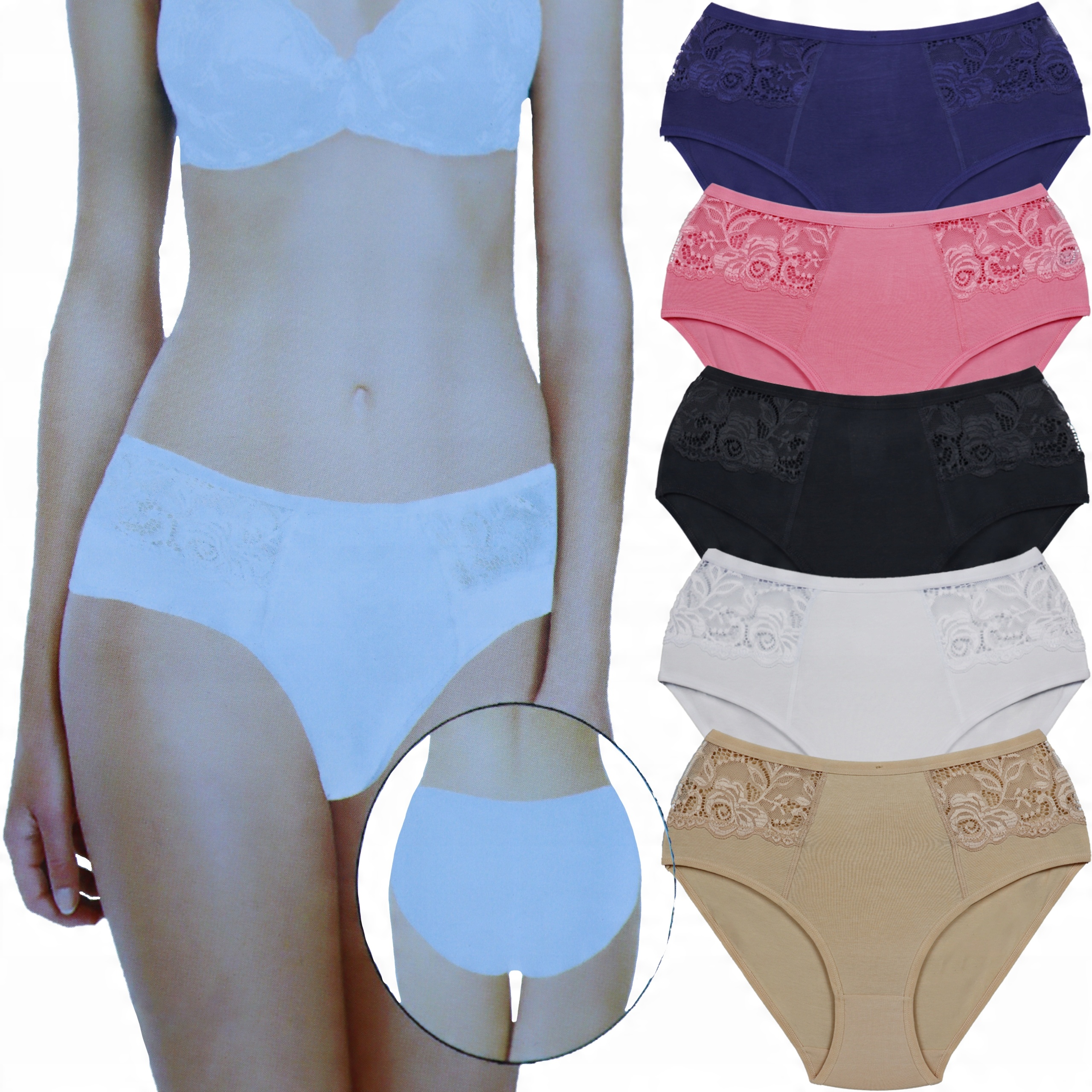 

majtki plus size bawełniane figi wysoki stan 8-pak