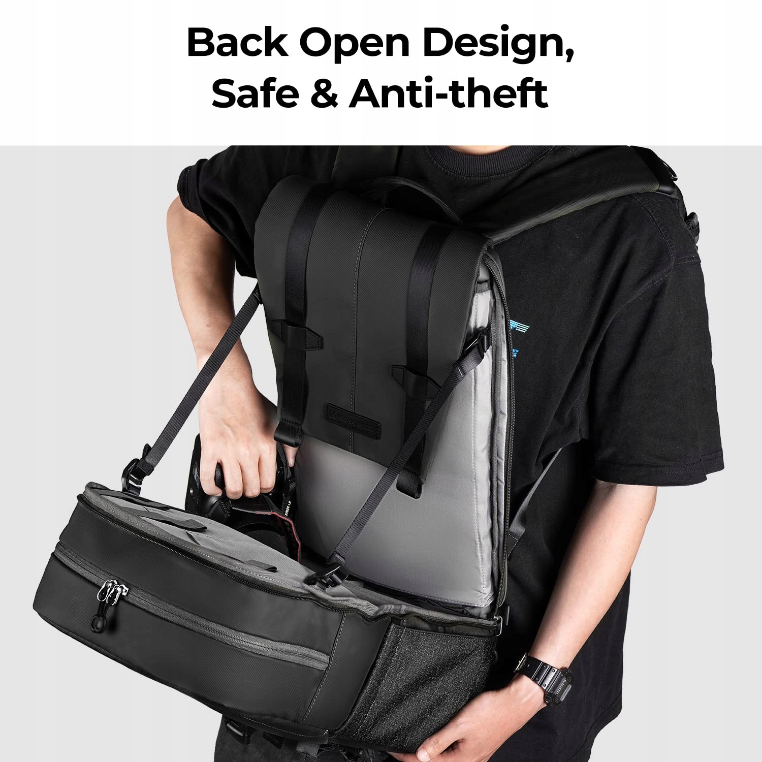 K&F CONCEPT Plecak Na Aparat Z Przegrodą Na Laptop 15-15,6 Cal — miniatura 4