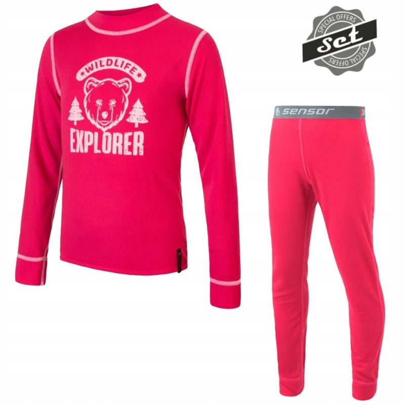 Sensor Sada Double Face Set Wild dětské triko a spodky purpurová 130