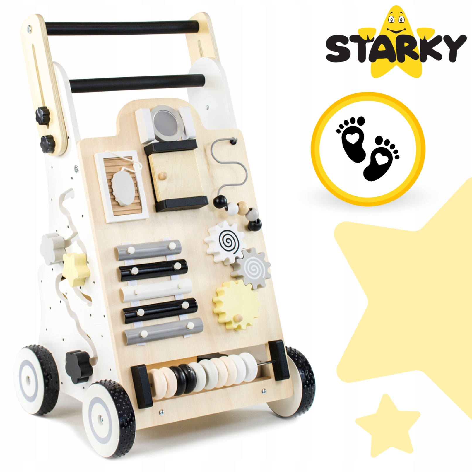 Jeździk pchacz drewniany chodzik dla dziecka dzieci tablica manipulacyjna Marka inna