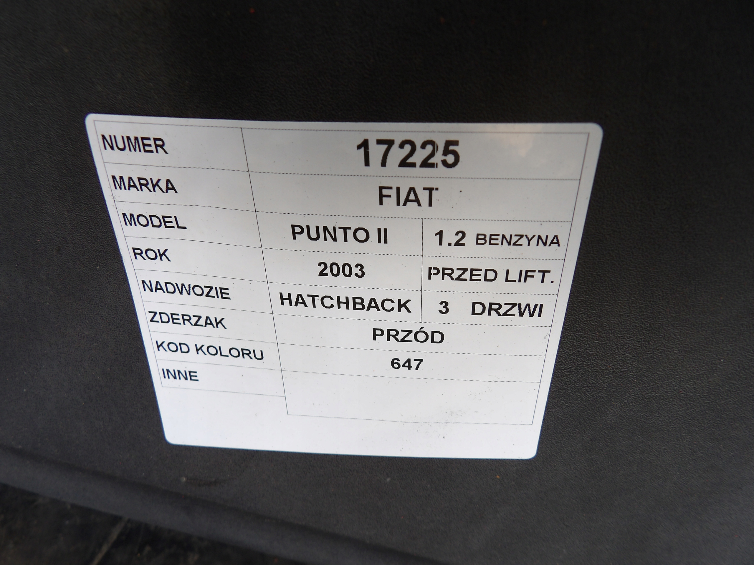 Fiat Punto II bumper front lak. 647