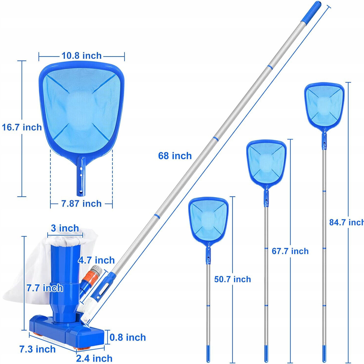 ZESTAW DO ODKURZACZA BASENOWEGO, PRZENOŚNY ODKURZACZ DO BASENU Z DYSZĄ Kod producenta Odkurzacz Basenowy
