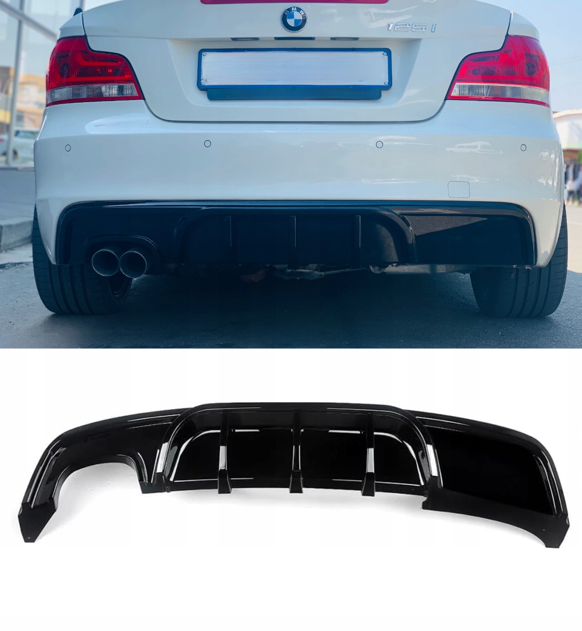 Difuzér Zadného Nárazníka pre Bmw E82 E88 M Balík Čierny Lesk