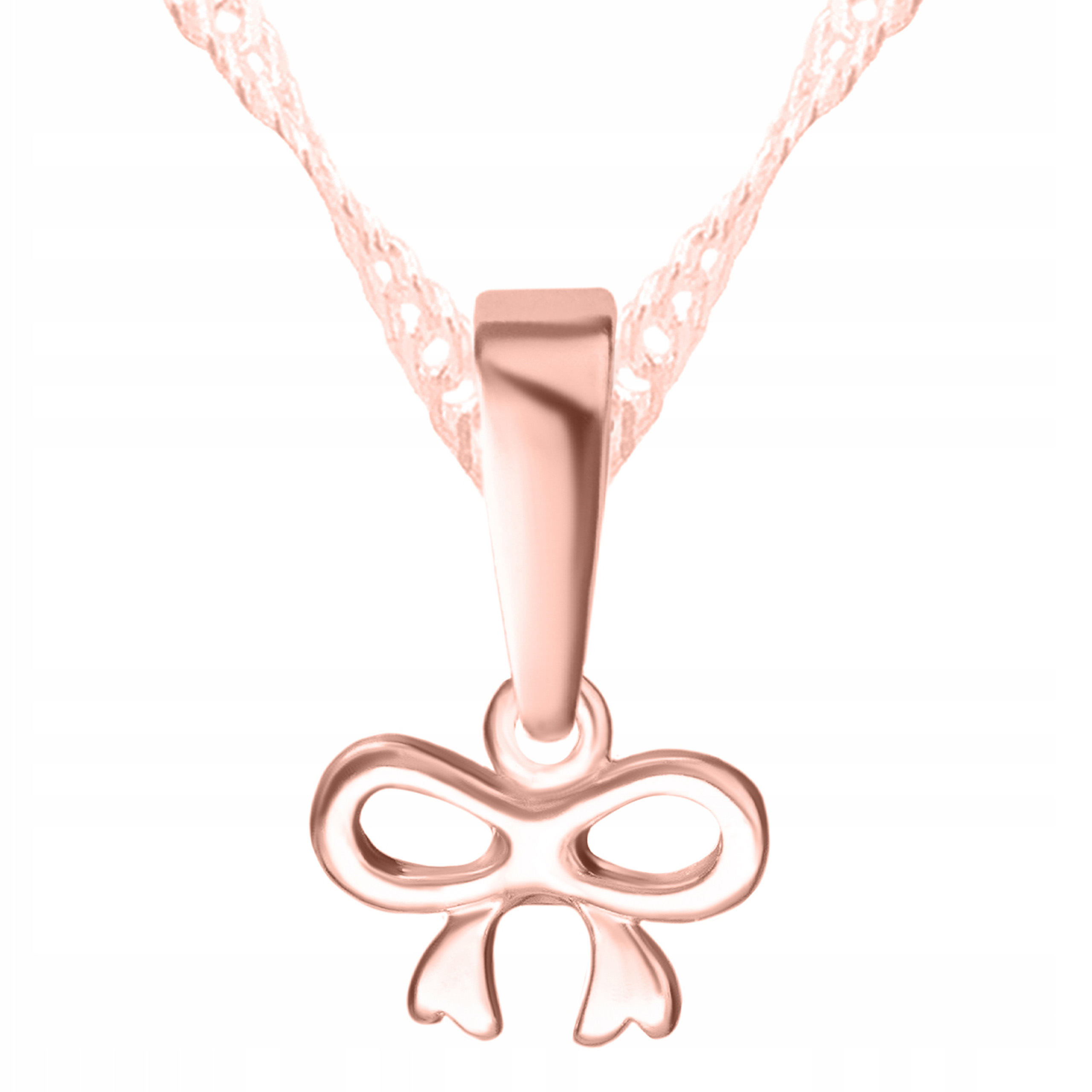 Pozlacený náhrdelník s stužkou a mašličkou Přívěsek Stříbro 925