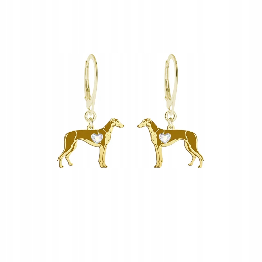 Náušnice Zlaté s pejskem Polish Greyhound 925 Šperky Dárek Gravírování Bonus