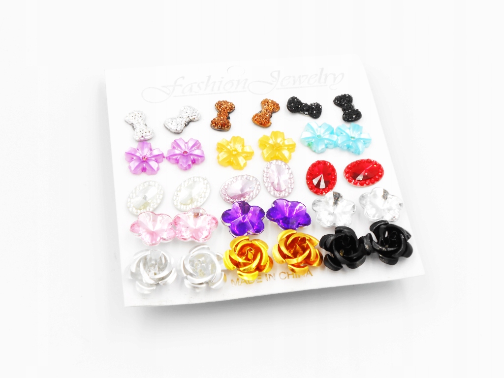 Zestaw 15 par kolczyków różnokolorowe Marka Inna marka