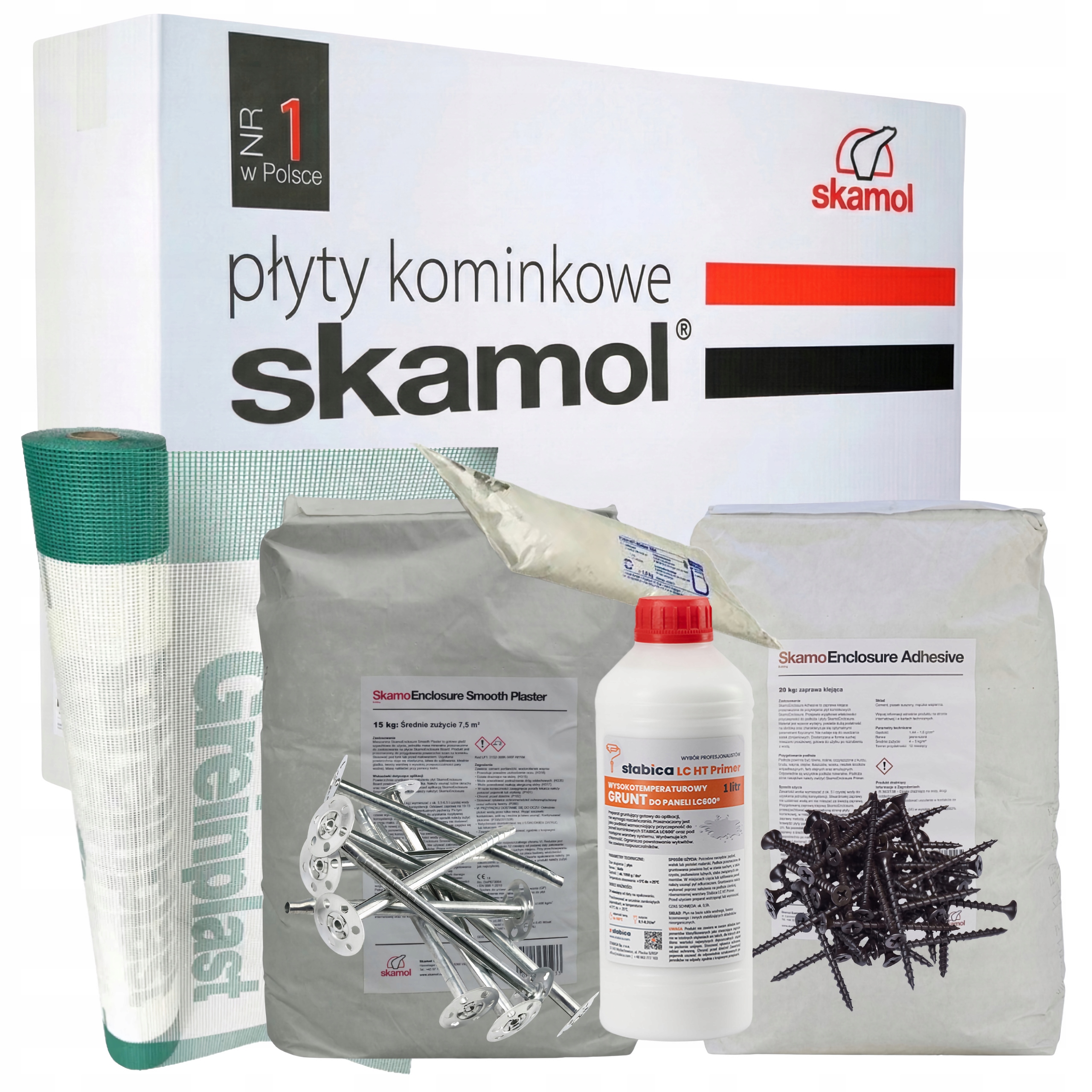 Płyta kominkowa krzemianowo-wapniowa Skamol Zestaw 22 płyt i Akcesoria