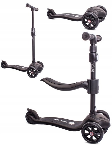 Hulajnoga deskorolka Flash 3w1 z kołami Led czarna Sun Baby