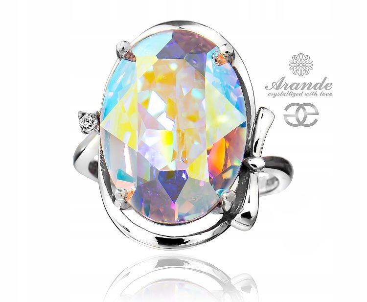 Křišťály Velký Prstýnek Aurora Stříbro