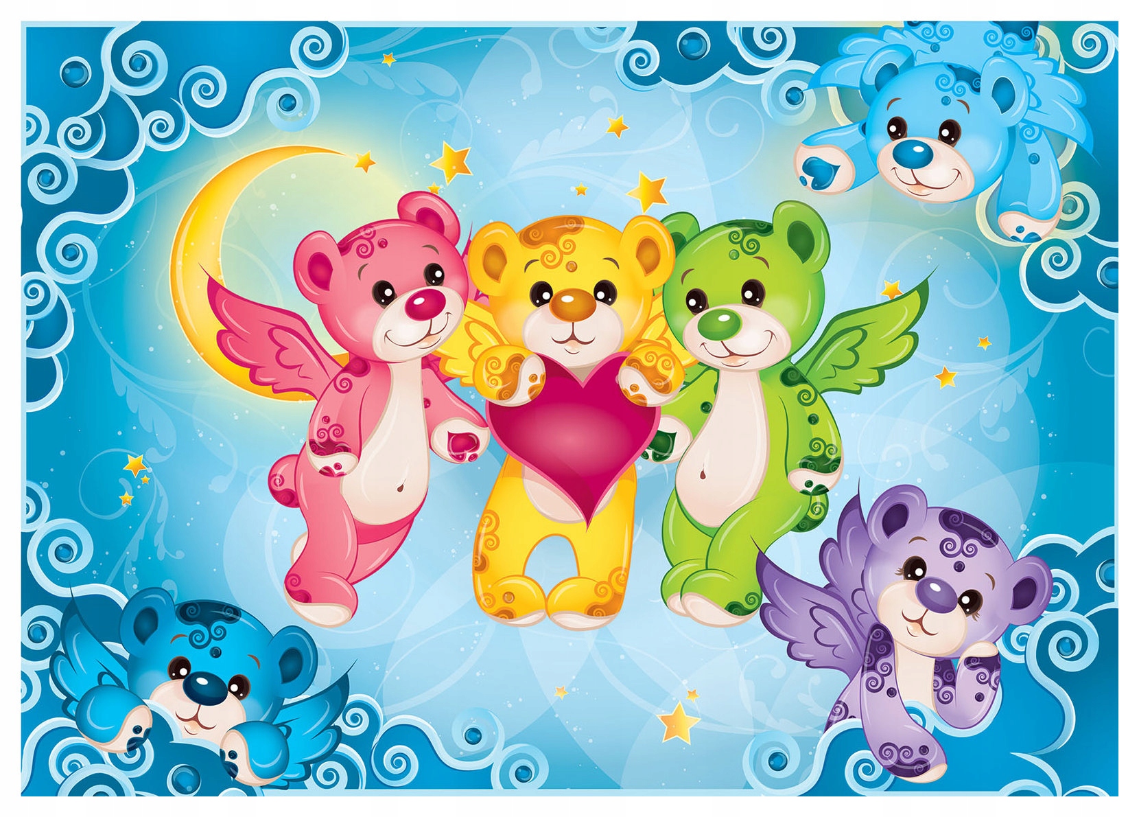 Tapeta Čarovné medvedíky Anjelské krídla Lesk mesiaca 312x219 lepidlo