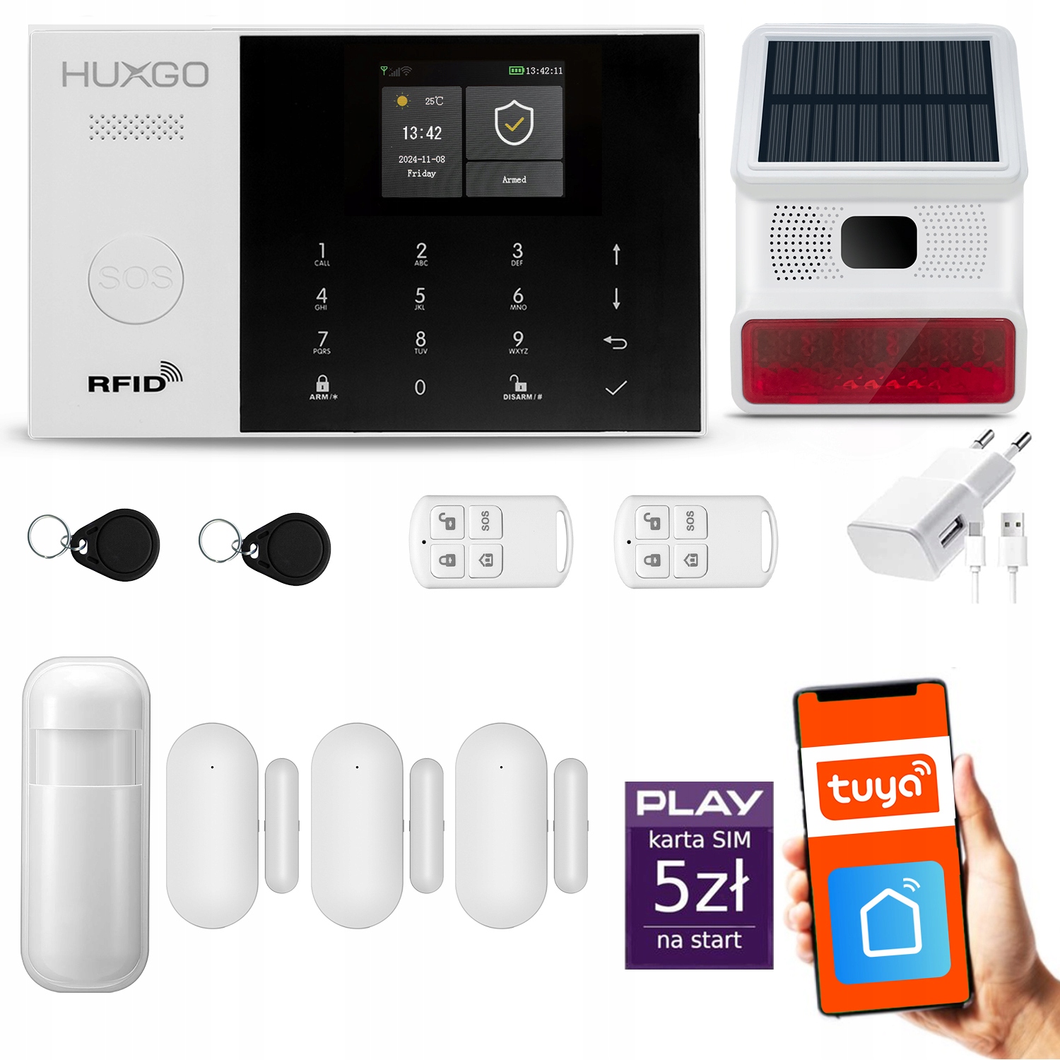 Bezdrôtový alarm Gsm WiFi s aplikáciou Tuya, sada Huxgo HXA005