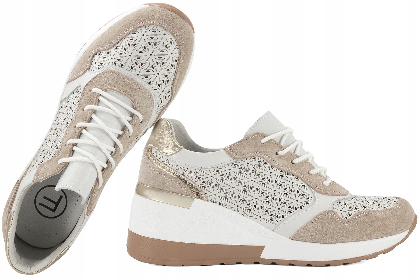 Filippo DP4669 Dámské Polobotky Tenisky Prolamované Kůže Koturn