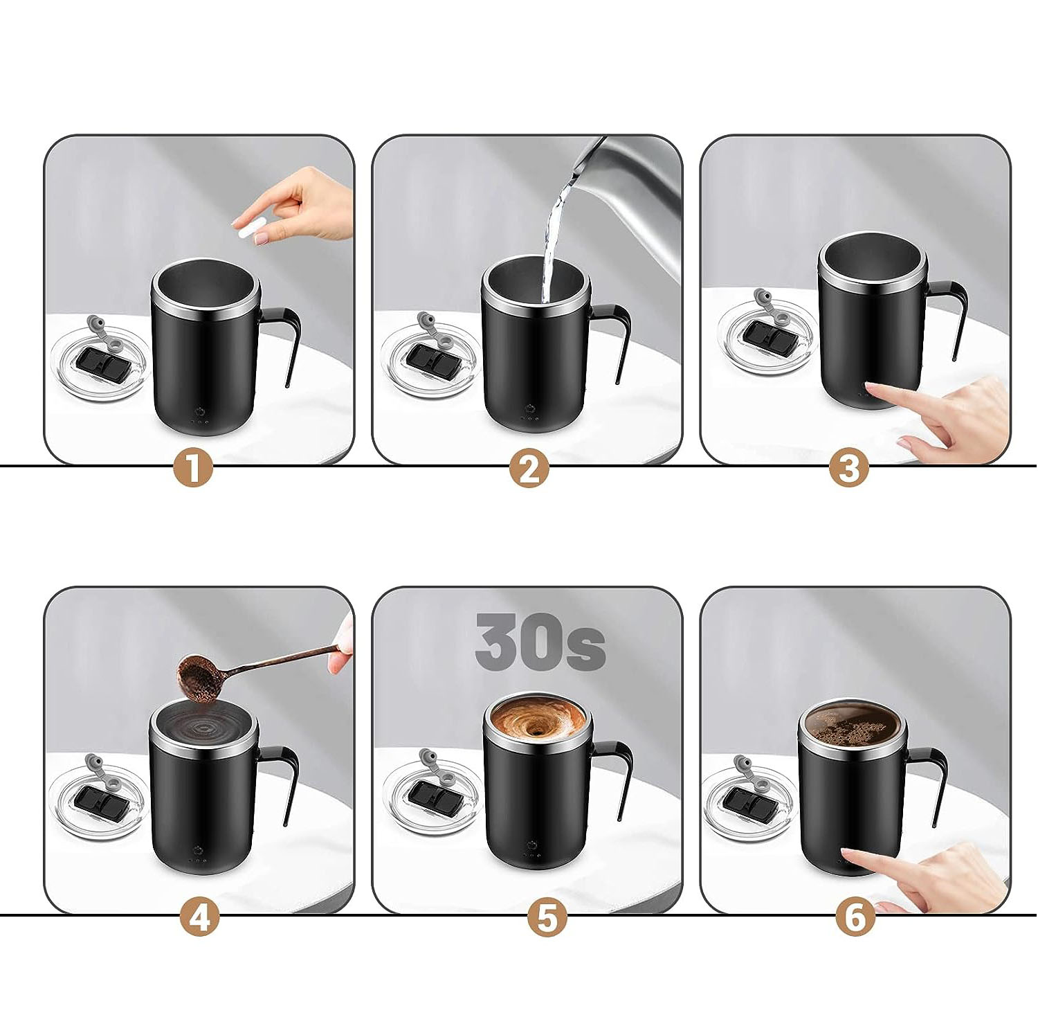 ELEKTRYCZNY KUBEK DO KAWY MAGNETYCZNE AUTO MIESZADŁO DO KAWĘ HERBATĘ 400ML Model KUBEK TERMOS MAGNETYCZNY