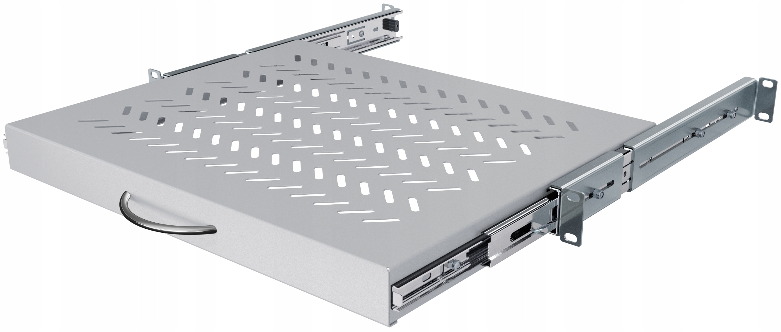 Półka Wysuwana Rack 19" 1U 350mm do Szafy Serwerowej, Metalowa, Szara