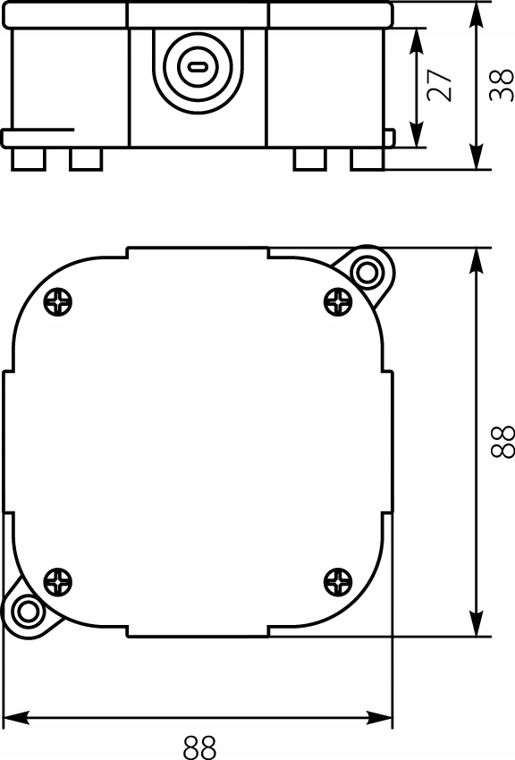 PUSZKA NATYNKOWA N/T 80x80 IP44 Z ZACISKAMI 2,5MM Szerokość 88 mm