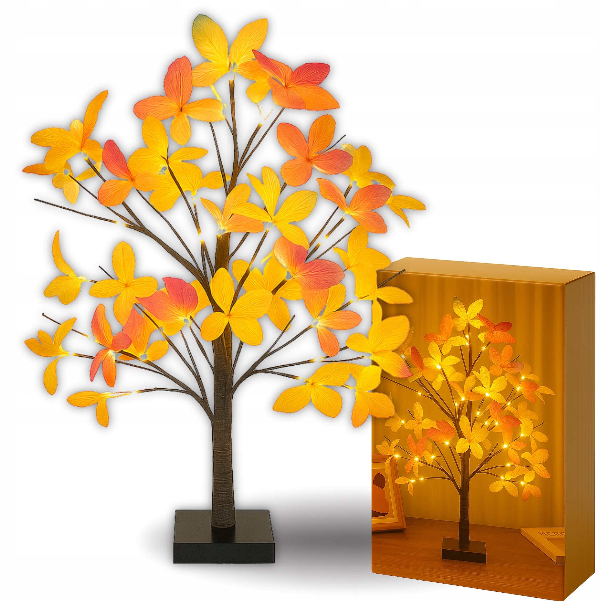 DRZEWKO LED PIĘKNE KOLOROWE PRZYTULNE ŚWIECĄCE BIAŁY CIEPŁY ŚWIĄTECZNE 60cm