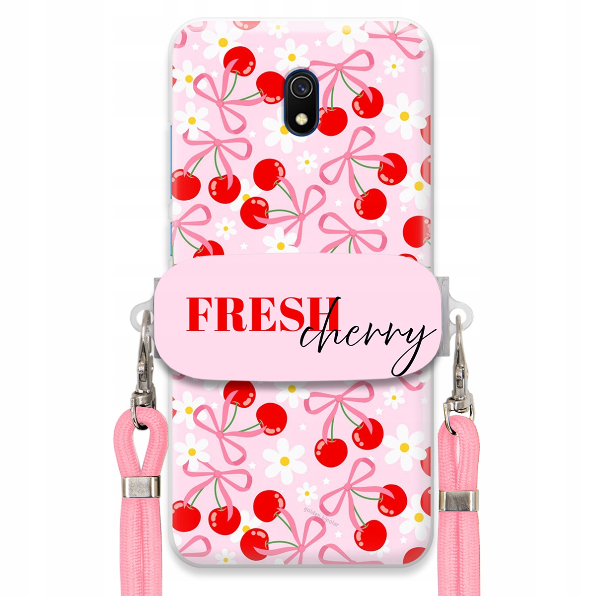 Puzdro pre Xiaomi Redmi 8A Case Držiak šnúrok Ružový Fresh Cherry Kokardy