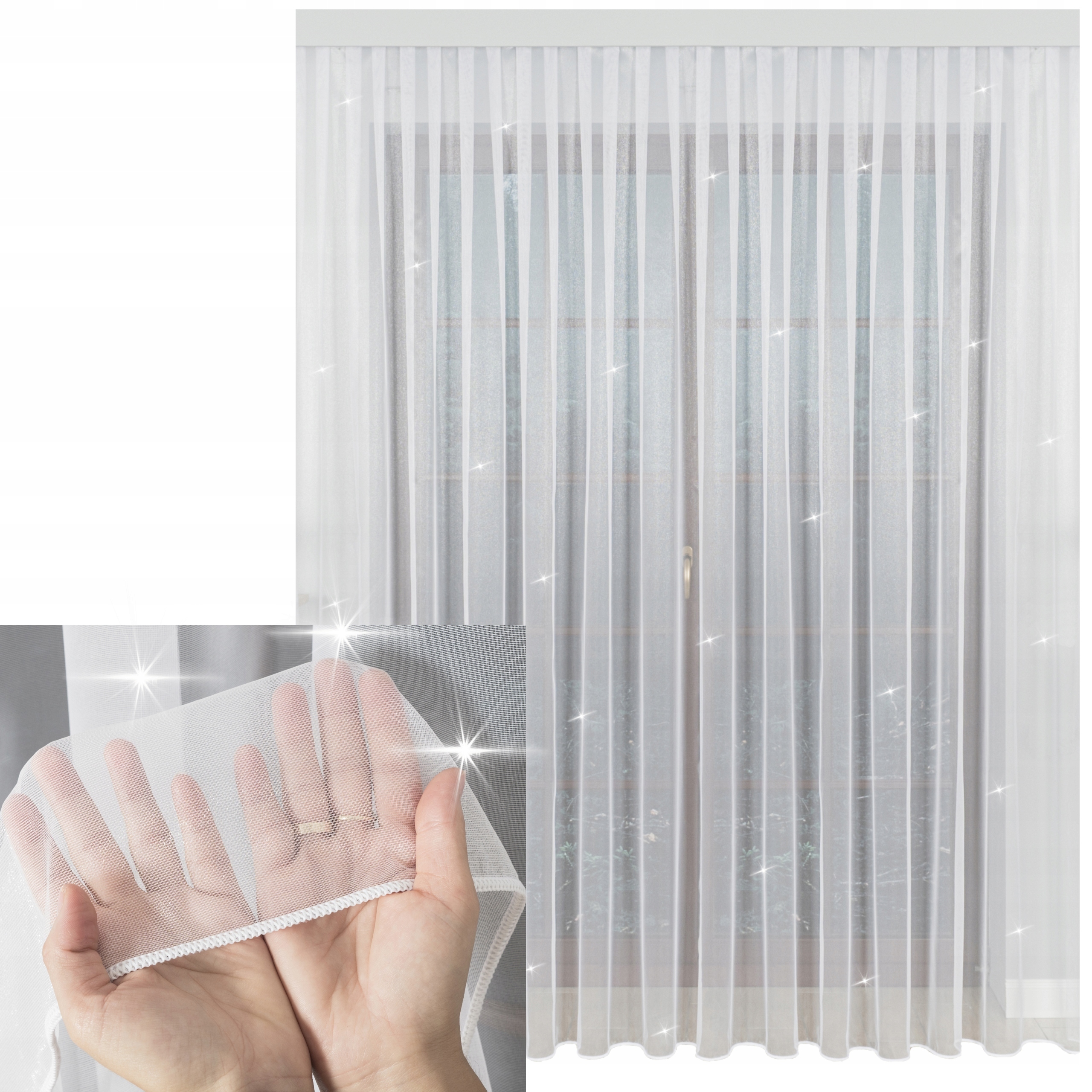 Hotová Záclona Markýza Bílá S Efektem Olovnaté Námrazy Na Pásku 700x240