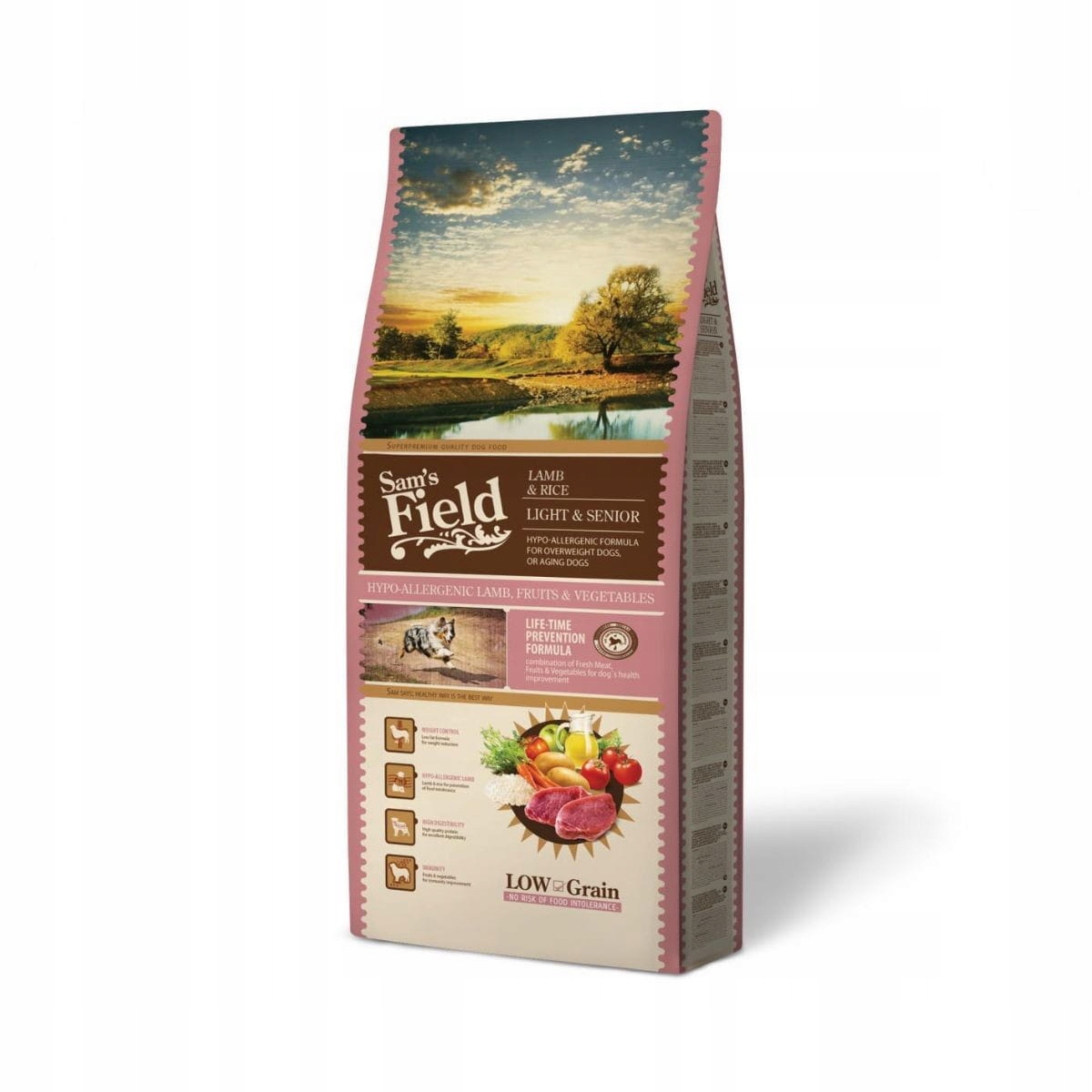 Sucha karma 13 kg dla starszych psów Z jagnięciną i ryżem Light Sam's Field