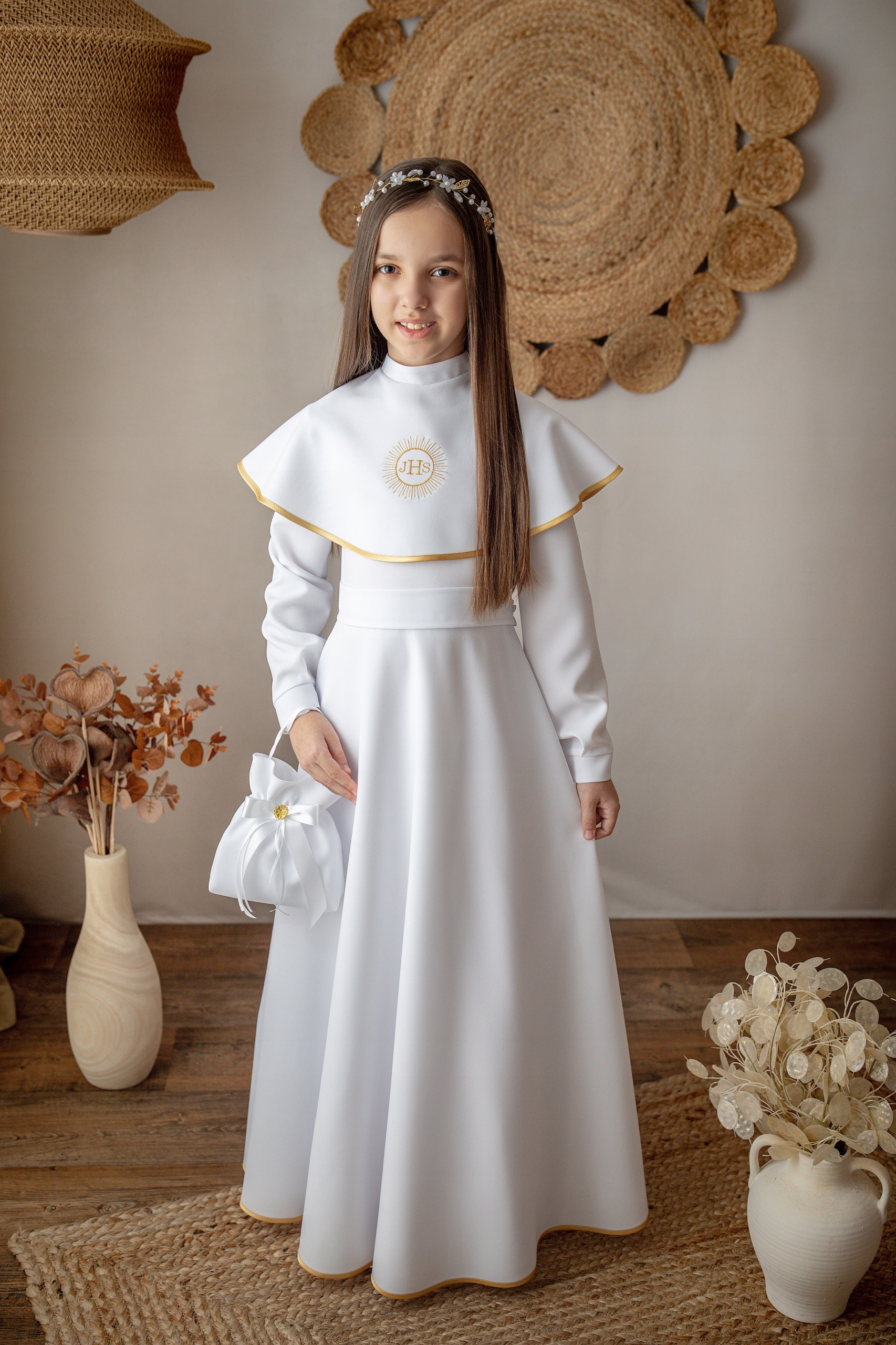 Alba komunijna dziewczęca złota 128S